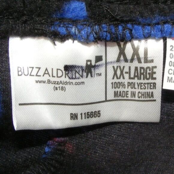BUZZ ALDRIN NASA Logo Lounge Pants, XXL, Black Fleece, Elastic Waist/Drawstring - Picture 6 of 7